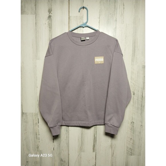 Puma Womens Sweatshirt Small Size Lilac Long Sleeves Trendy Modern Pullover Top - Picture 1 of 7